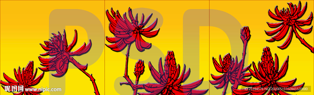 刺桐花 装饰画