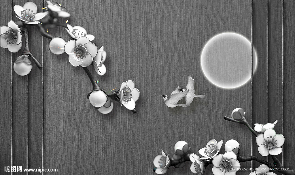 花好月圆电视背景墙