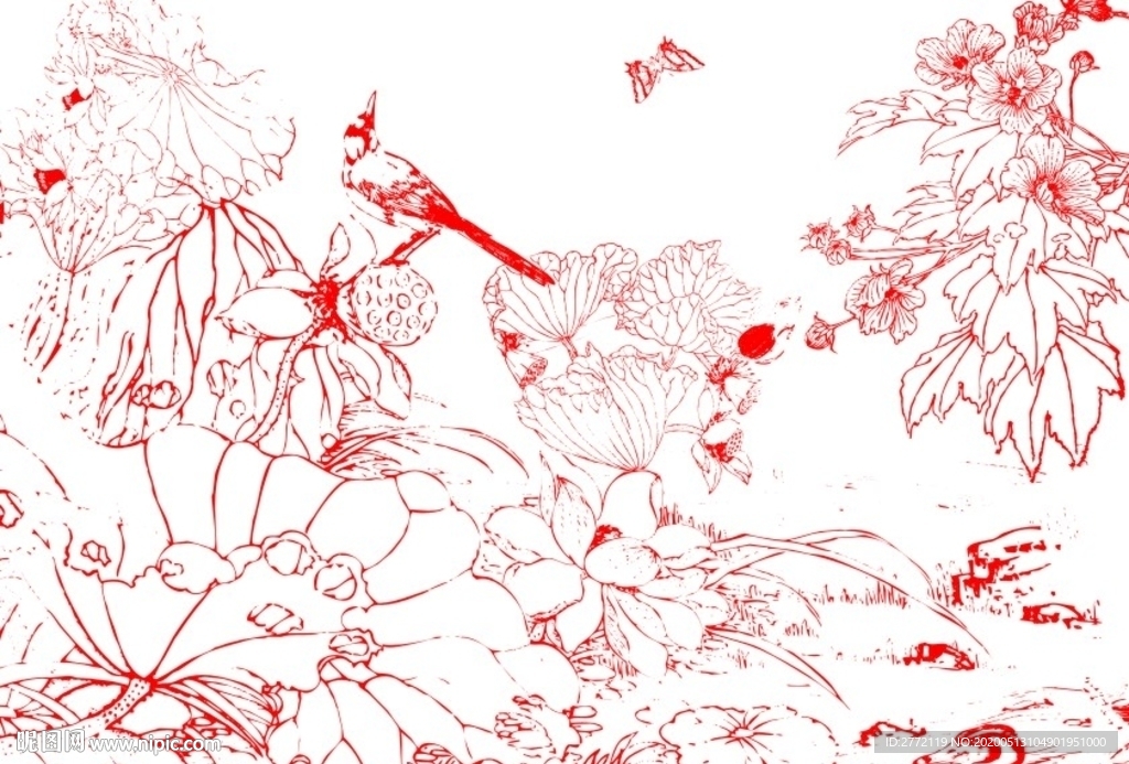 美丽荷花池 工笔画