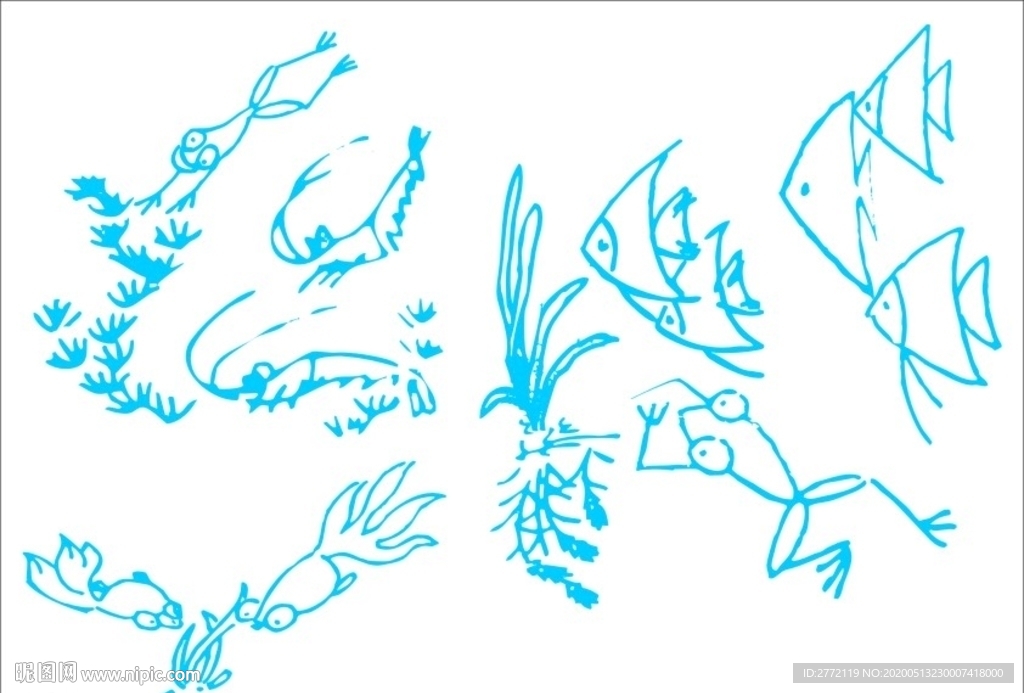 河底动物世界 简笔画
