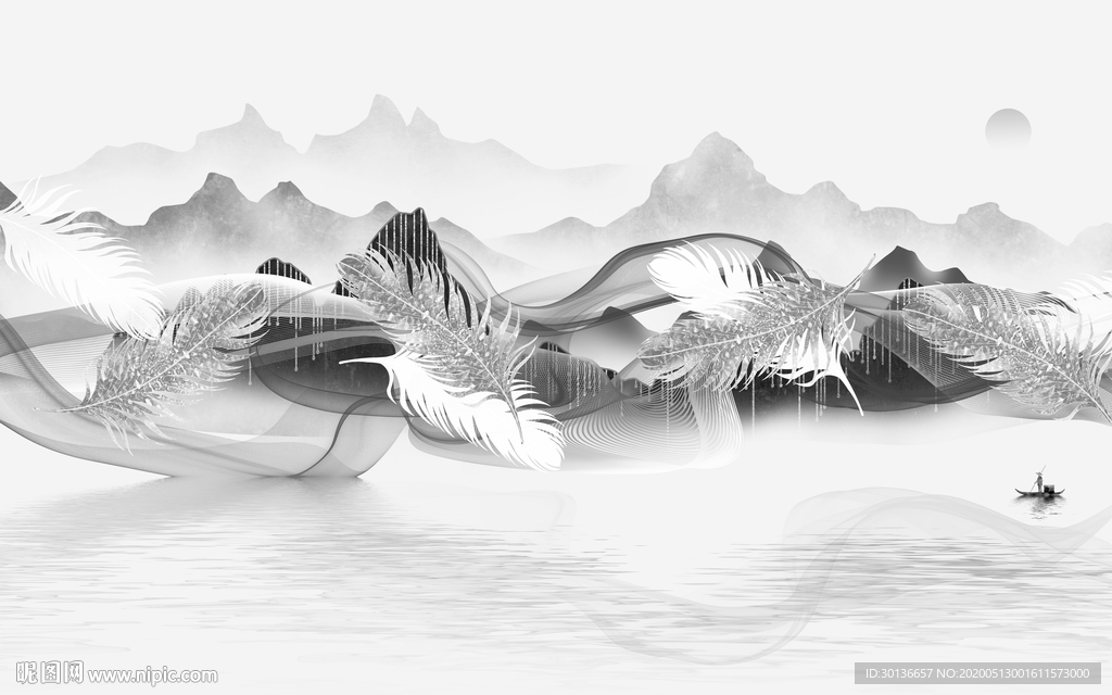 最新大气山水画 TIF分层