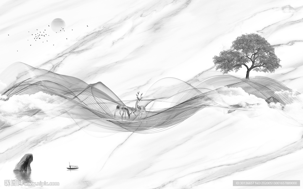 爵士白大气背景画 TIF分层