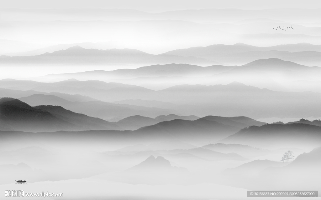 高端大气山水画 TIF分层