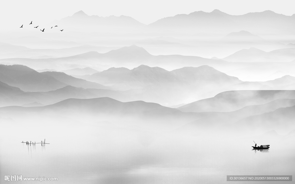 简约大气山水画 TIF分层