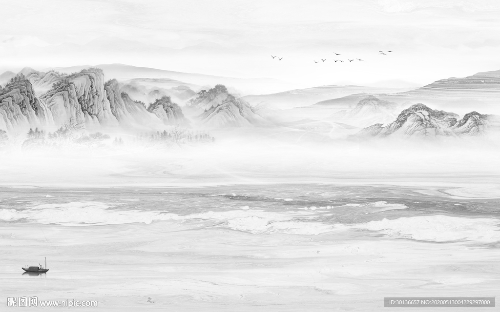 高清 大气山水画 TIF分层