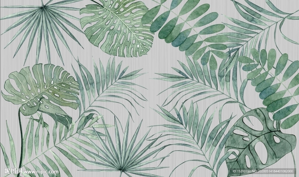 绿色树叶电视背景墙