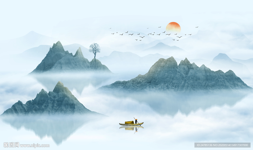意境水墨山水画