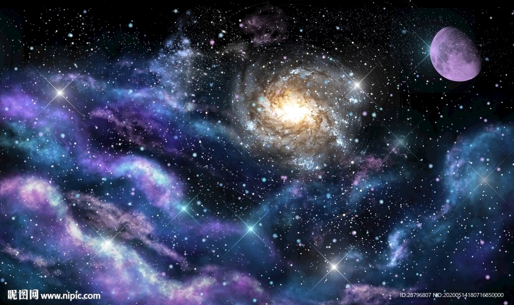 星空月亮唯美背景天顶吊顶