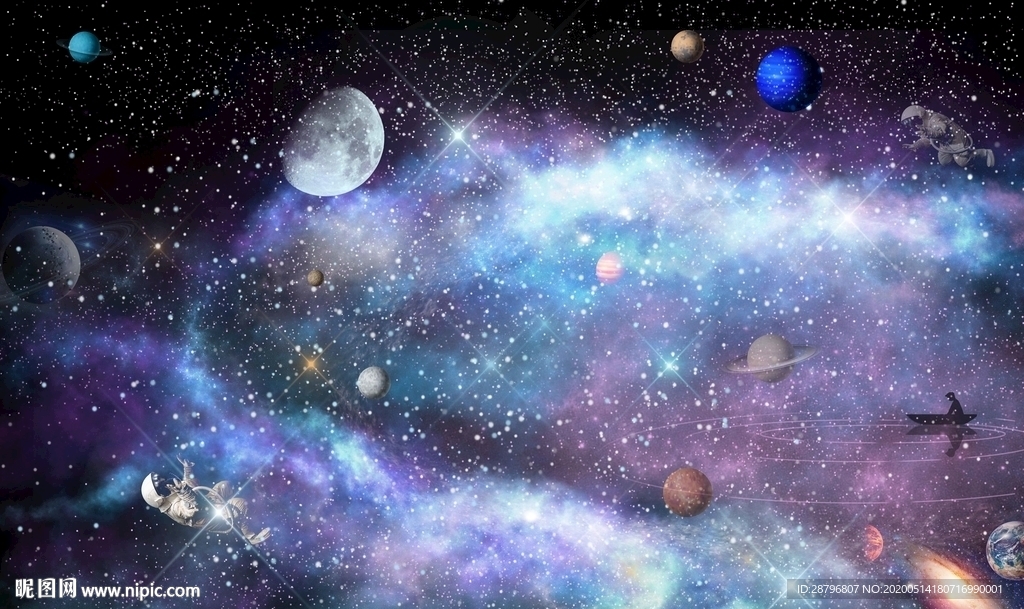 星空月亮唯美背景墙吊顶天顶