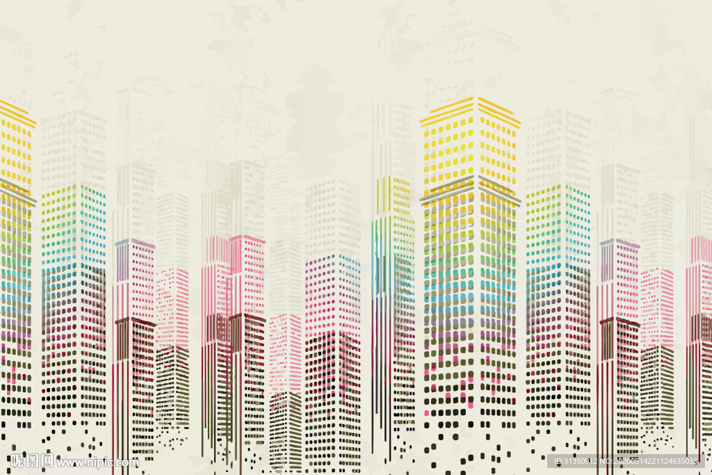 简约抽象城市背景墙