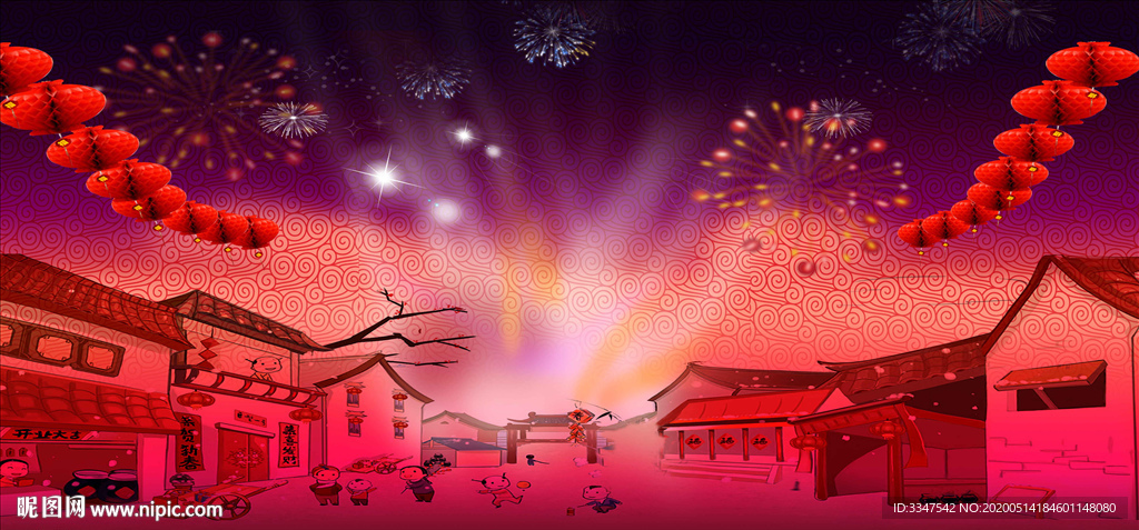 迎春街市 背景画