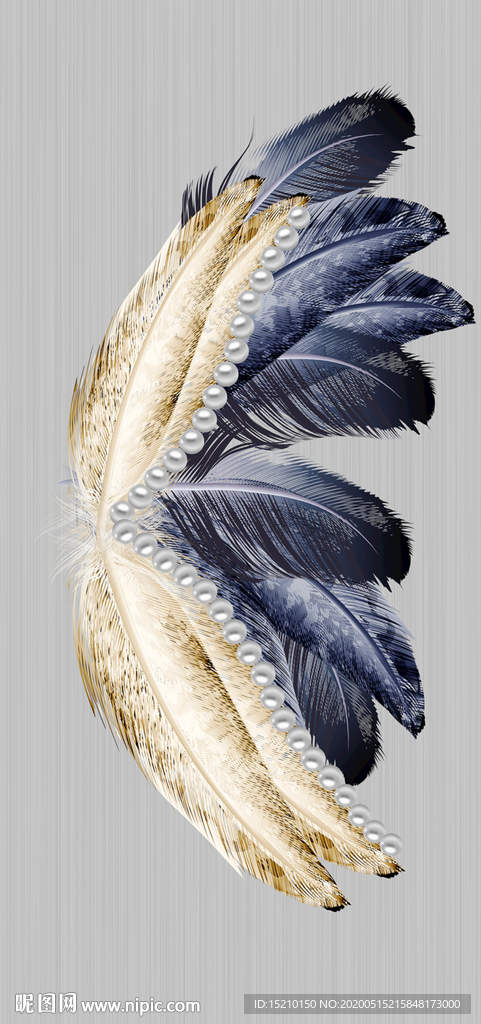 金色羽毛玄关背景墙