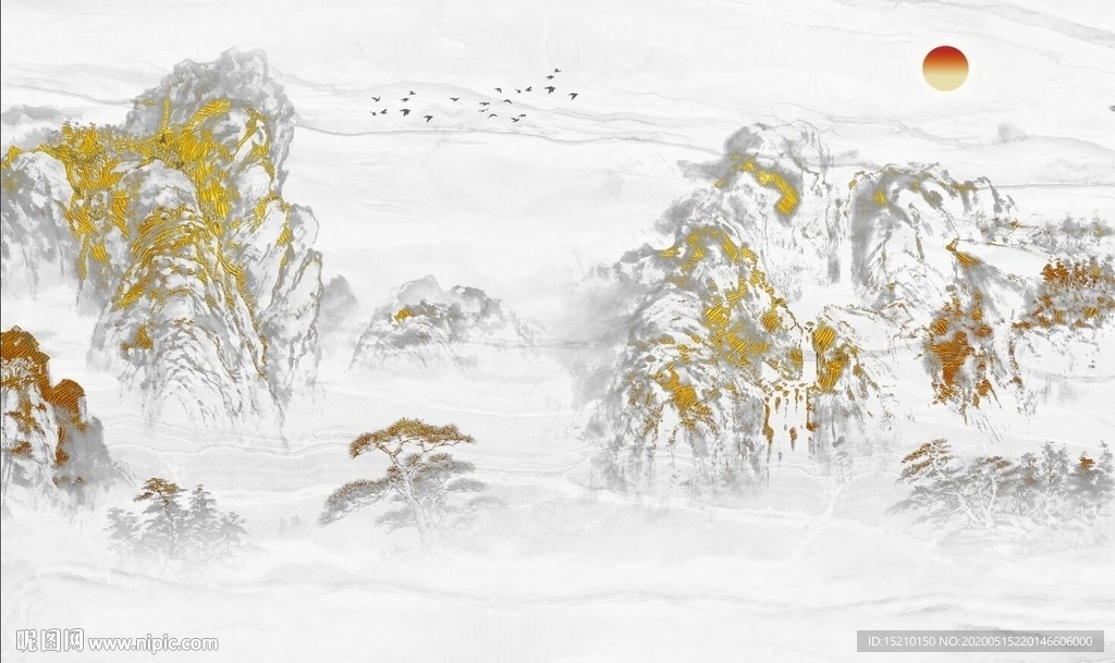 水墨山水电视背景墙