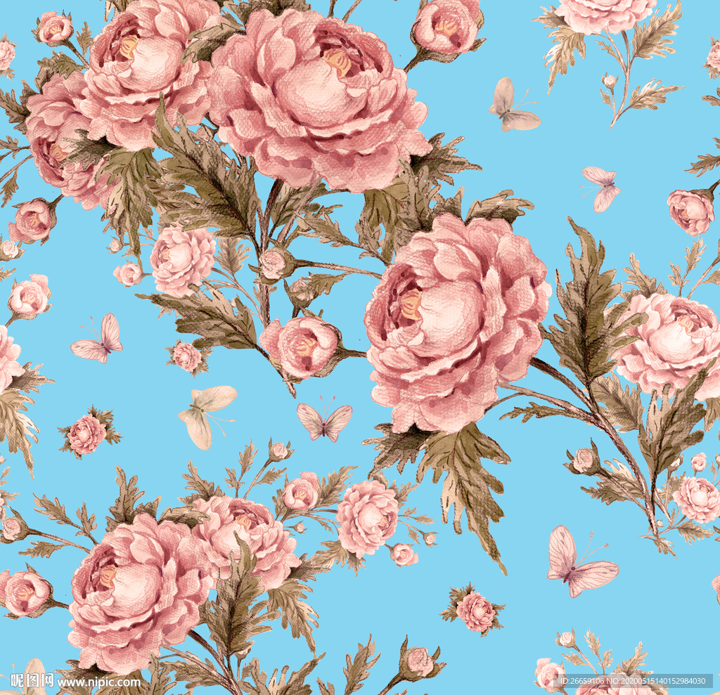 四方连续数码印花小碎花花型