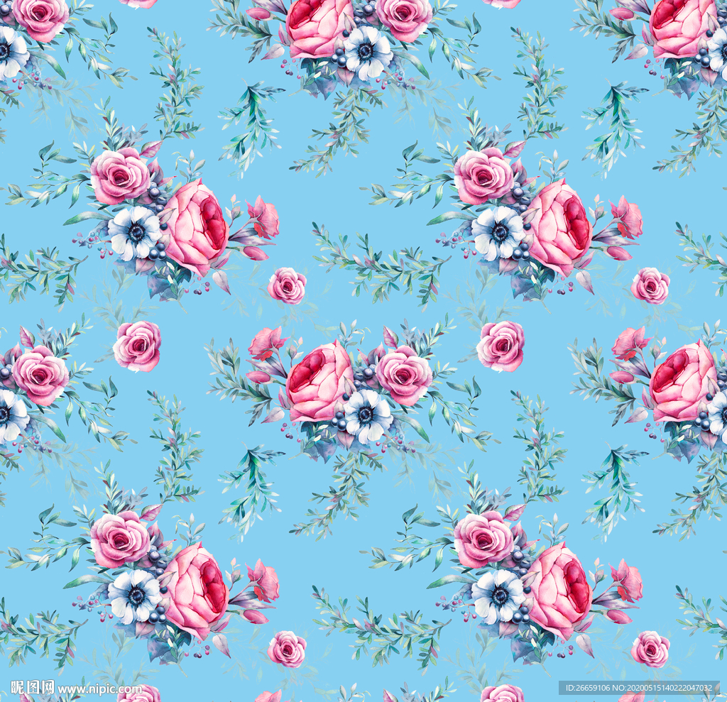 四方连续数码印花小碎花花型