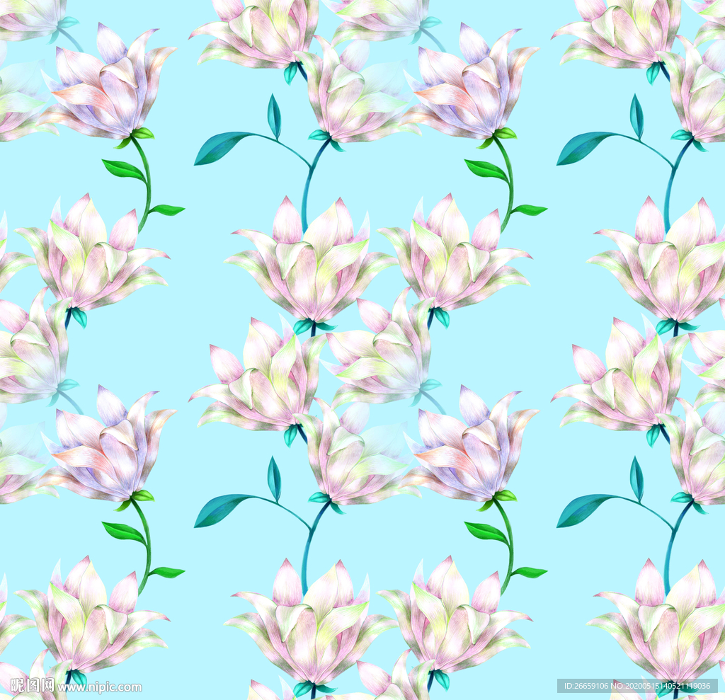 四方连续数码印花小碎花图案