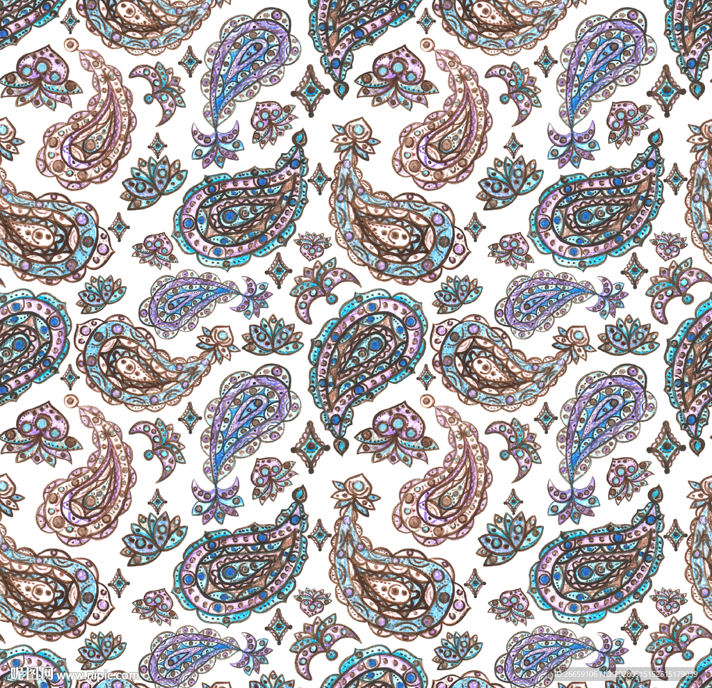 佩斯利腰果无缝花型