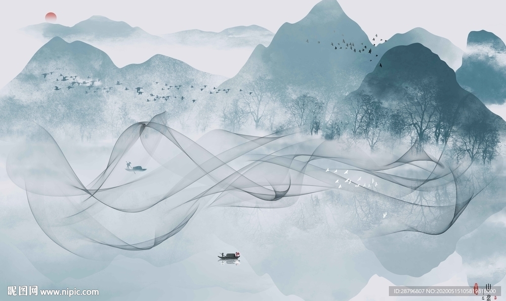 中国风山水背景