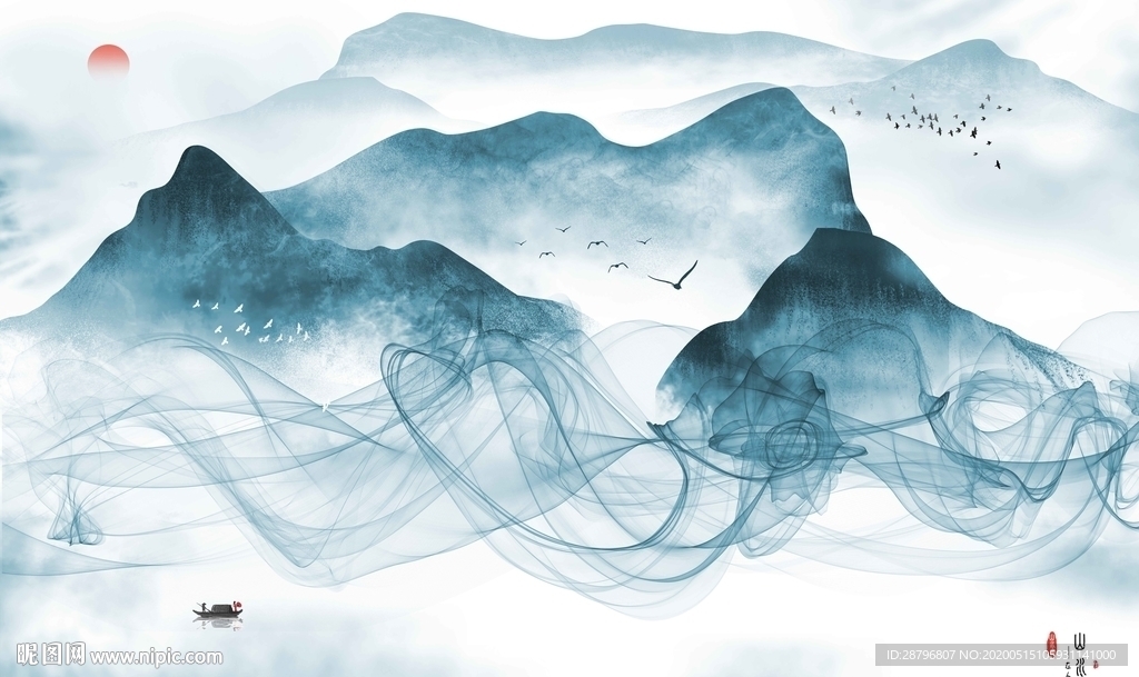 中国风水墨山水背景