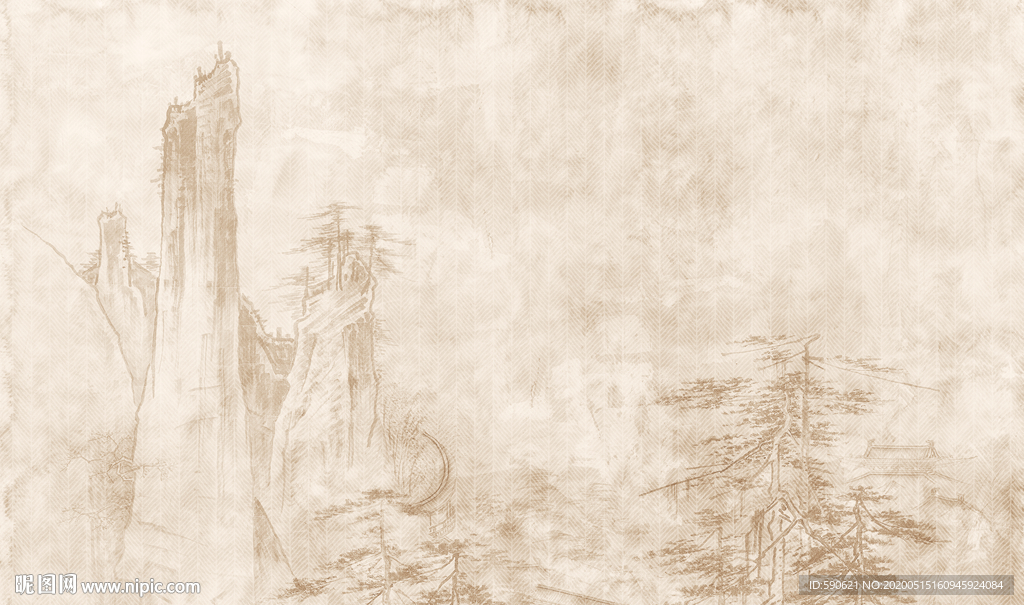 新中式山水背景墙