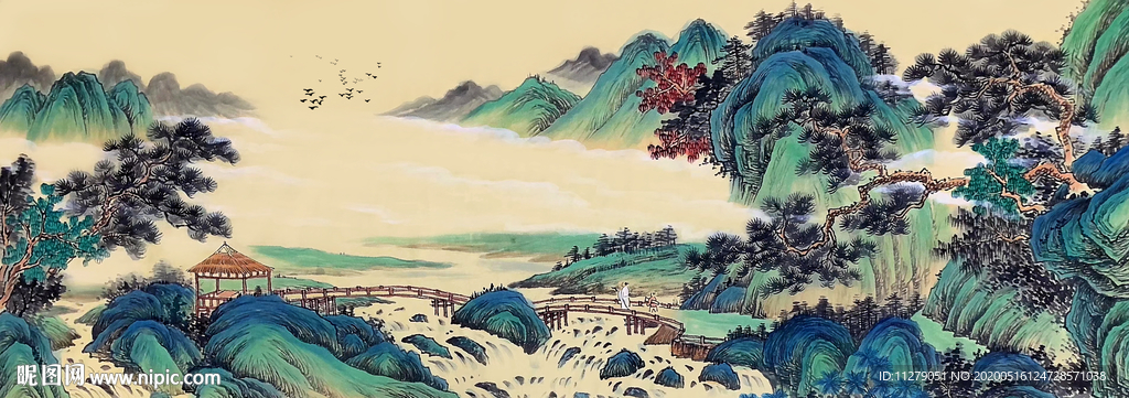 山水国画工笔画