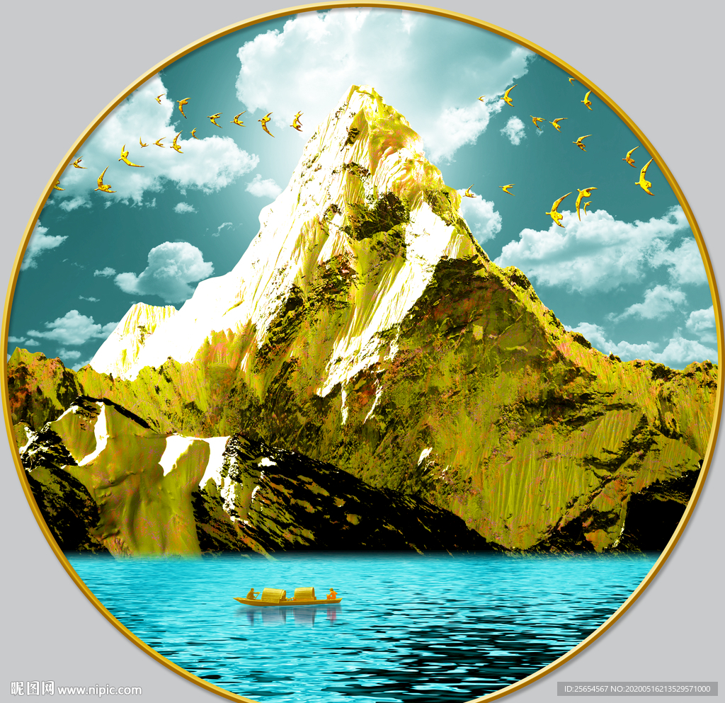 金色山水装饰画客厅挂画