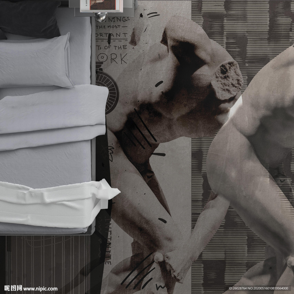 现代北欧风格 墙纸空间效果图