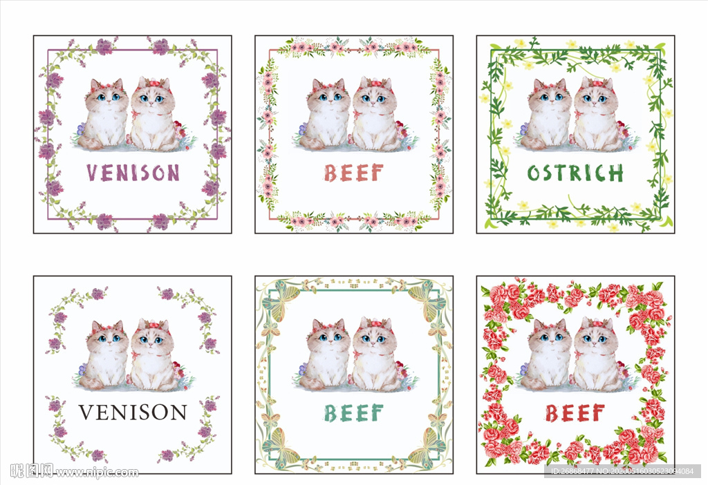 正方形花环贴纸