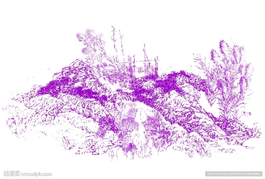 高山竹林  风景画