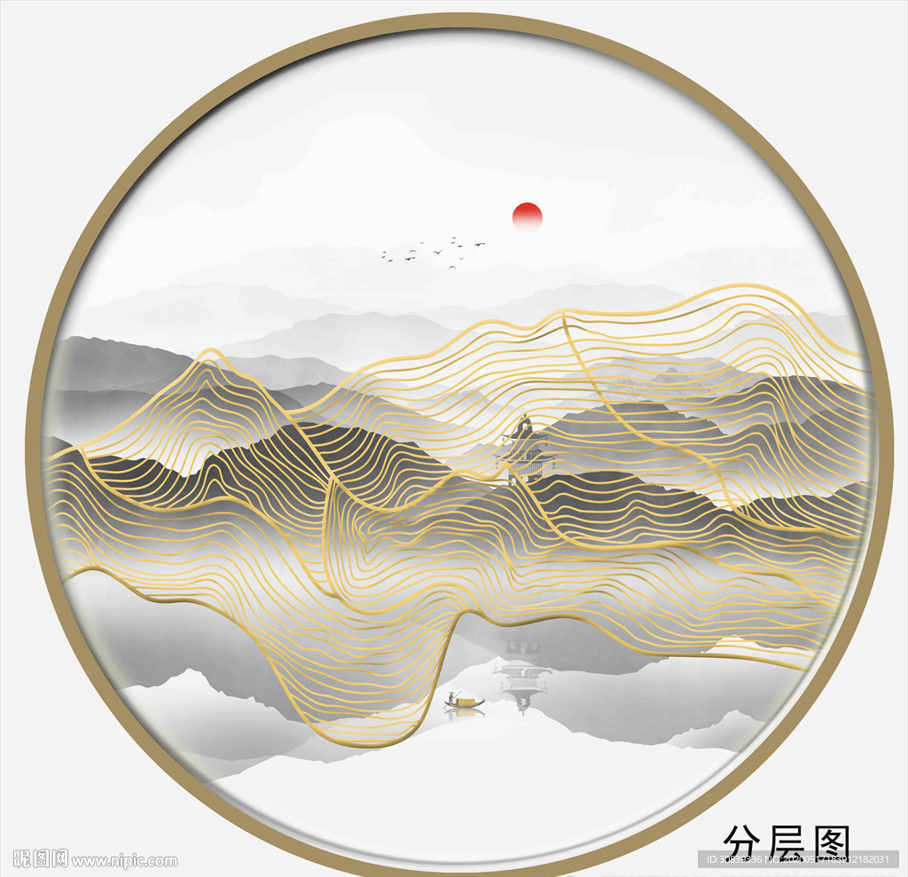 线条山水