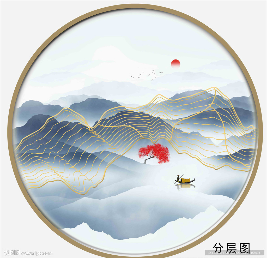 线条山水画