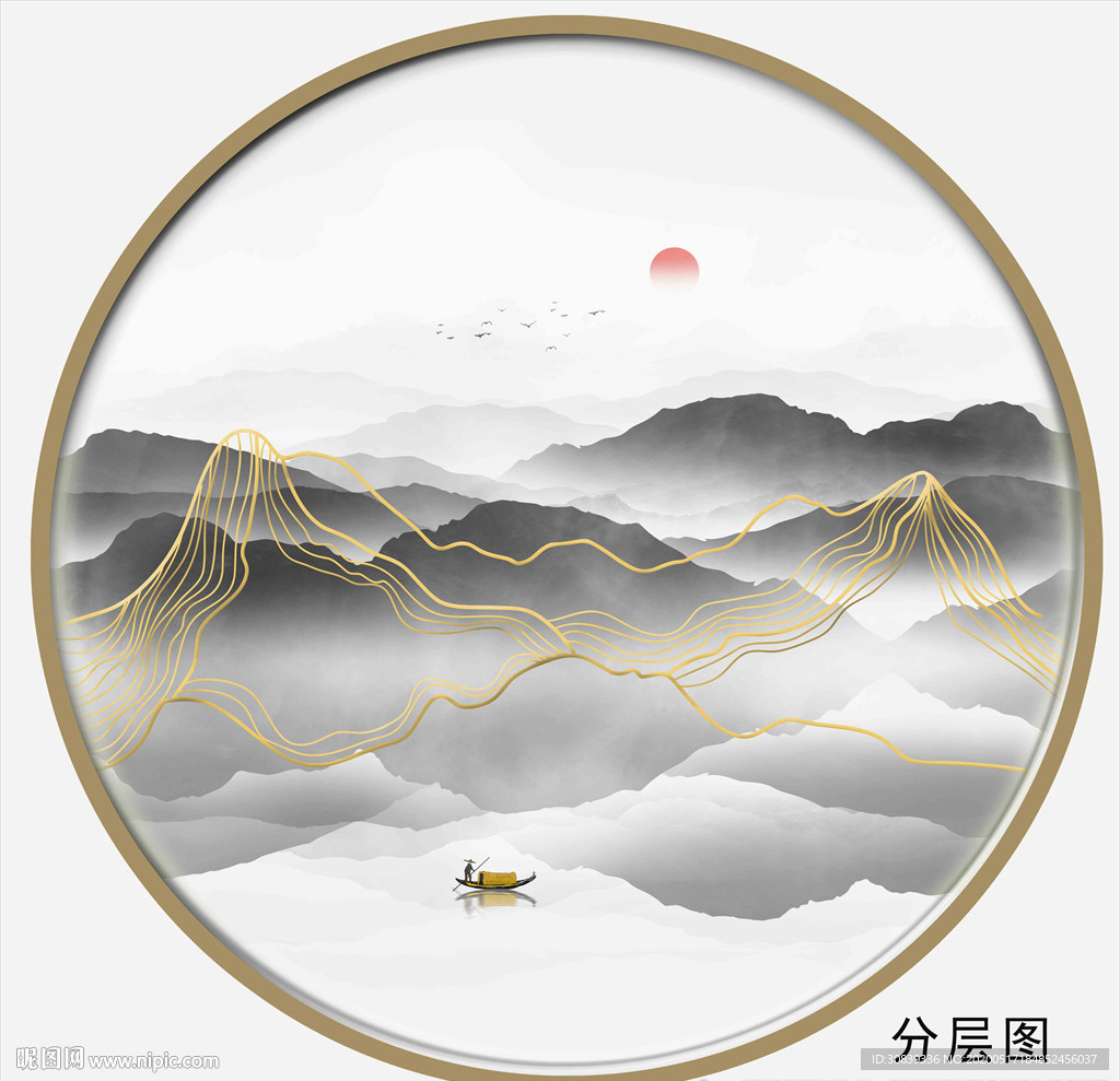 线条山水