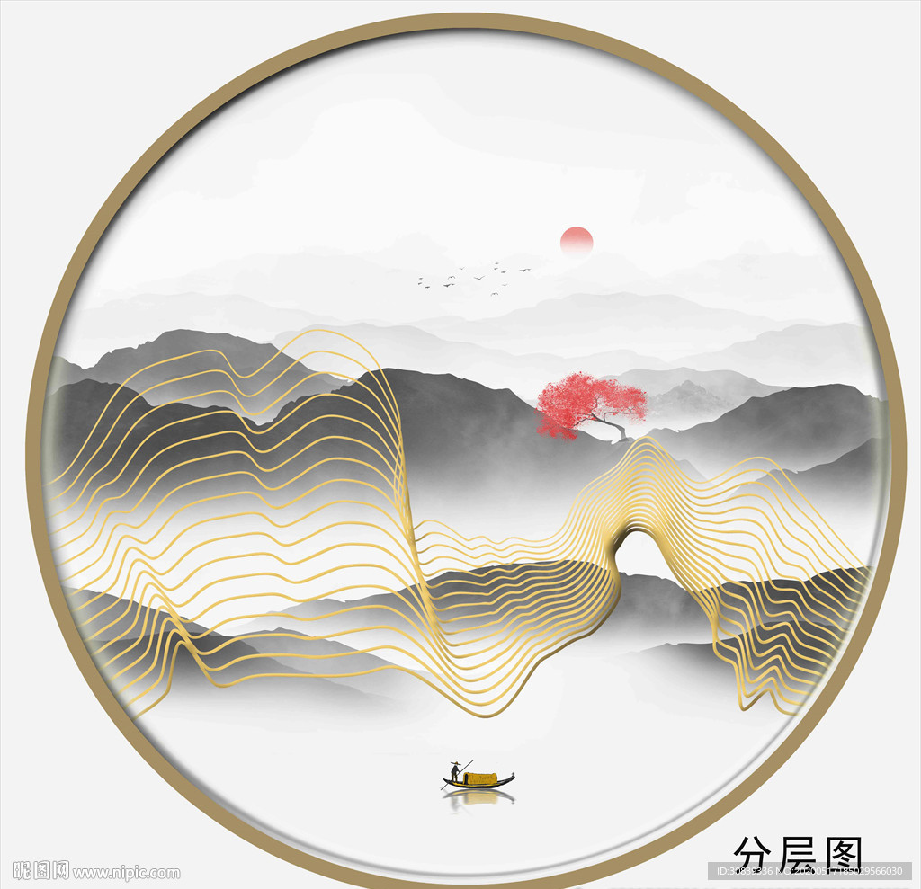 线条山水画