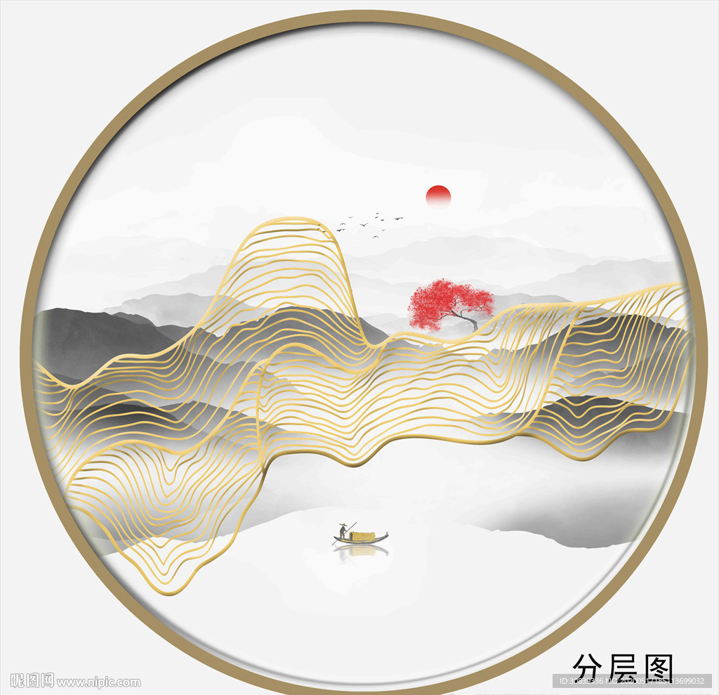 线条山水画