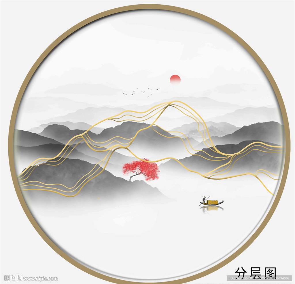 线条山水画
