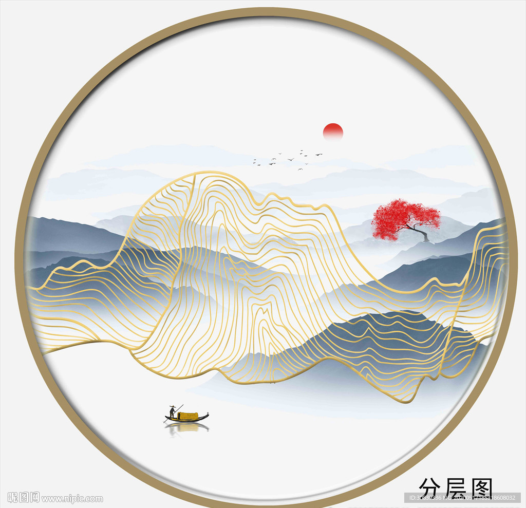 线条山水画