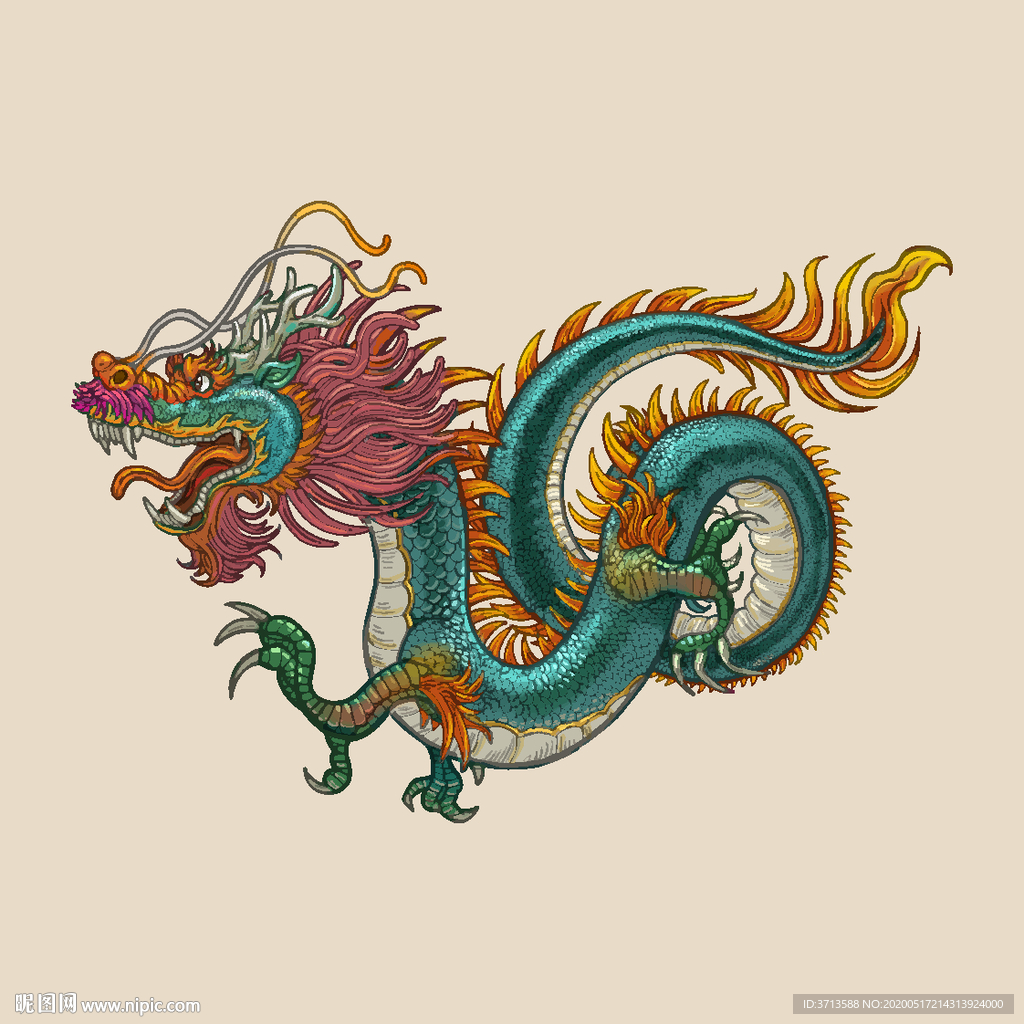 中国龙插画国潮素材