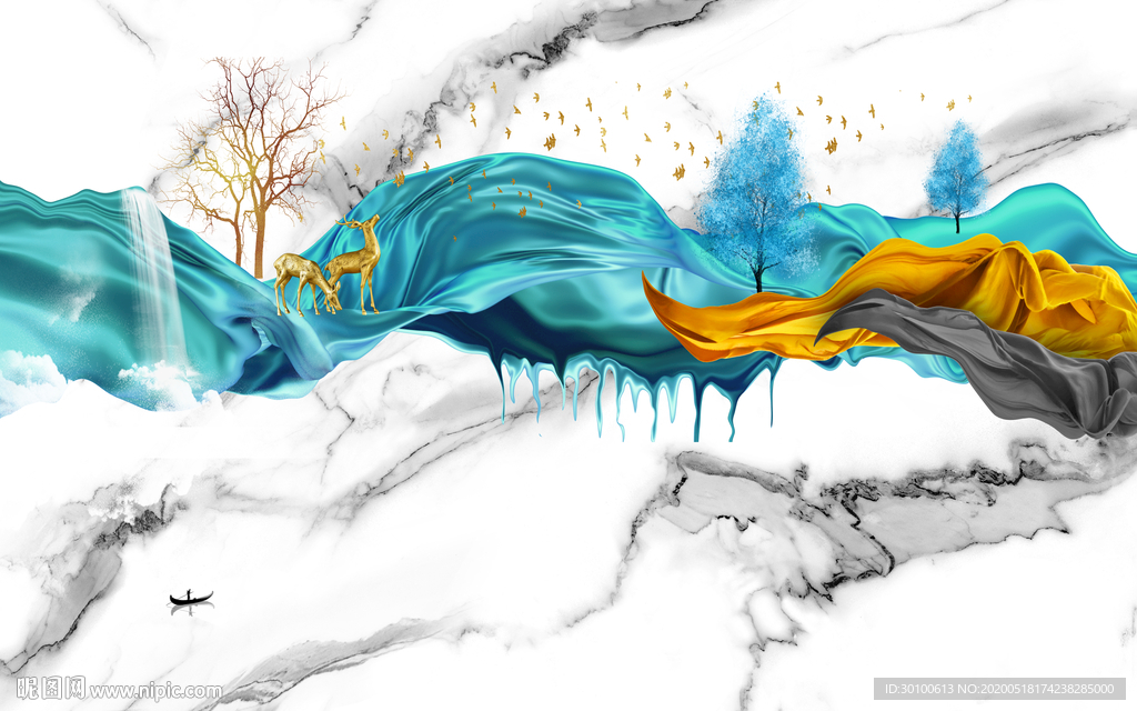 抽象山水画背景画 TIF分层