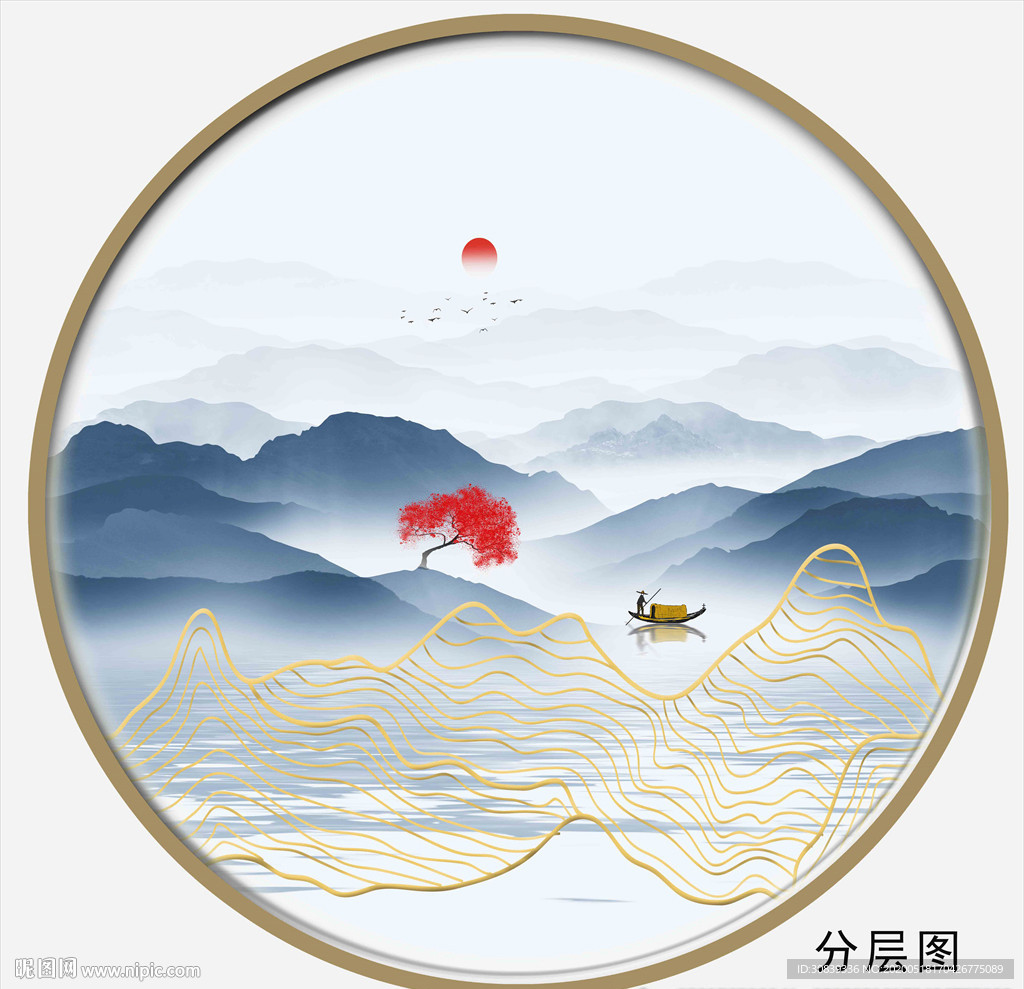 新中式金线山水