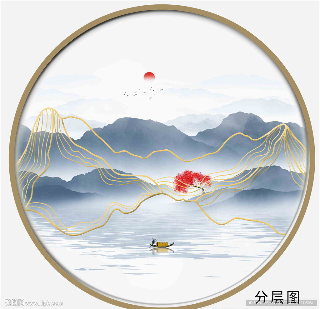国画金线山水
