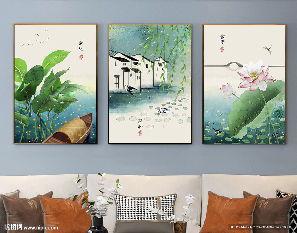 新中式古风节气国画装饰画