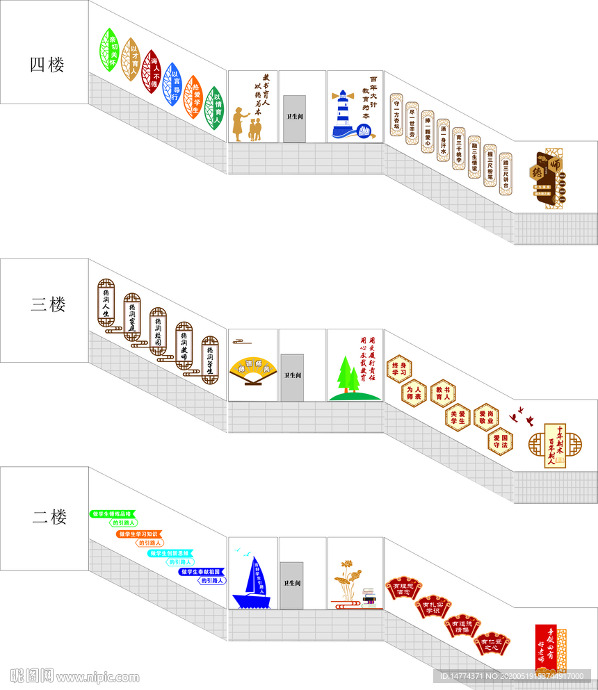四有好老师楼梯文化墙壁