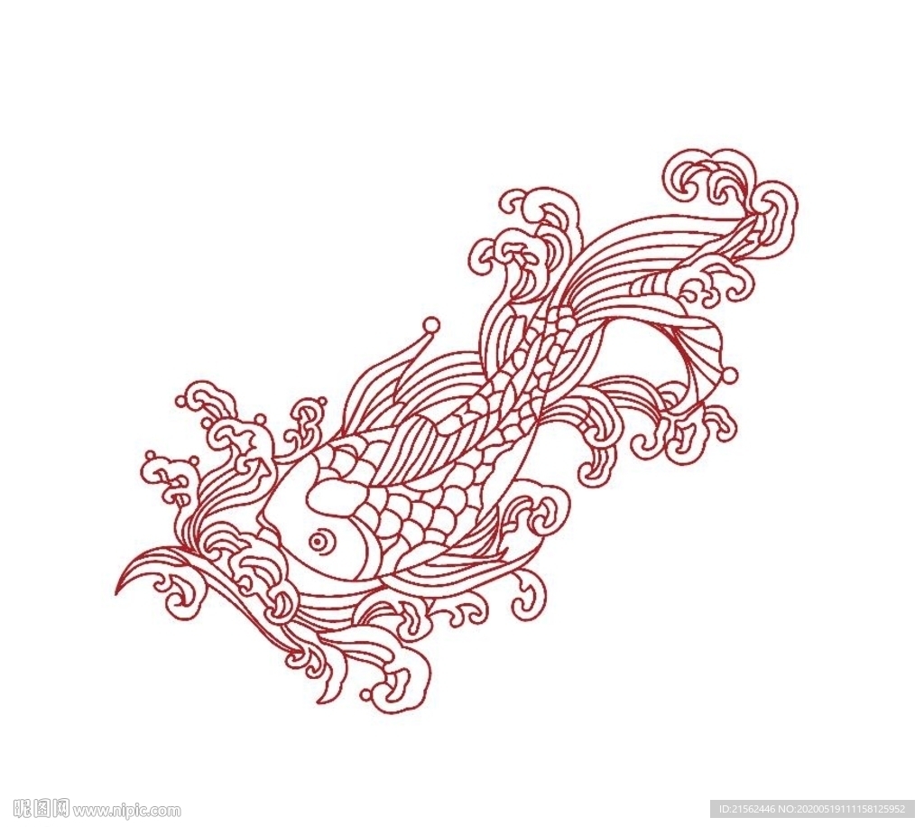 锦鲤雕花图案