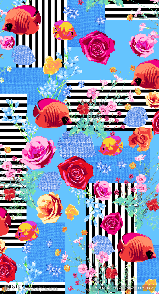 条纹牛仔小碎花