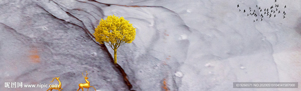 中式麋鹿卧室床头画晶瓷画装饰画