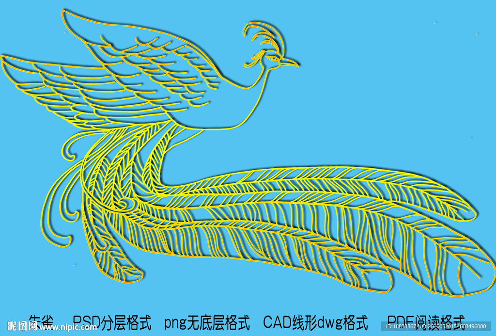 朱雀PSD分层CAD矢量线型图
