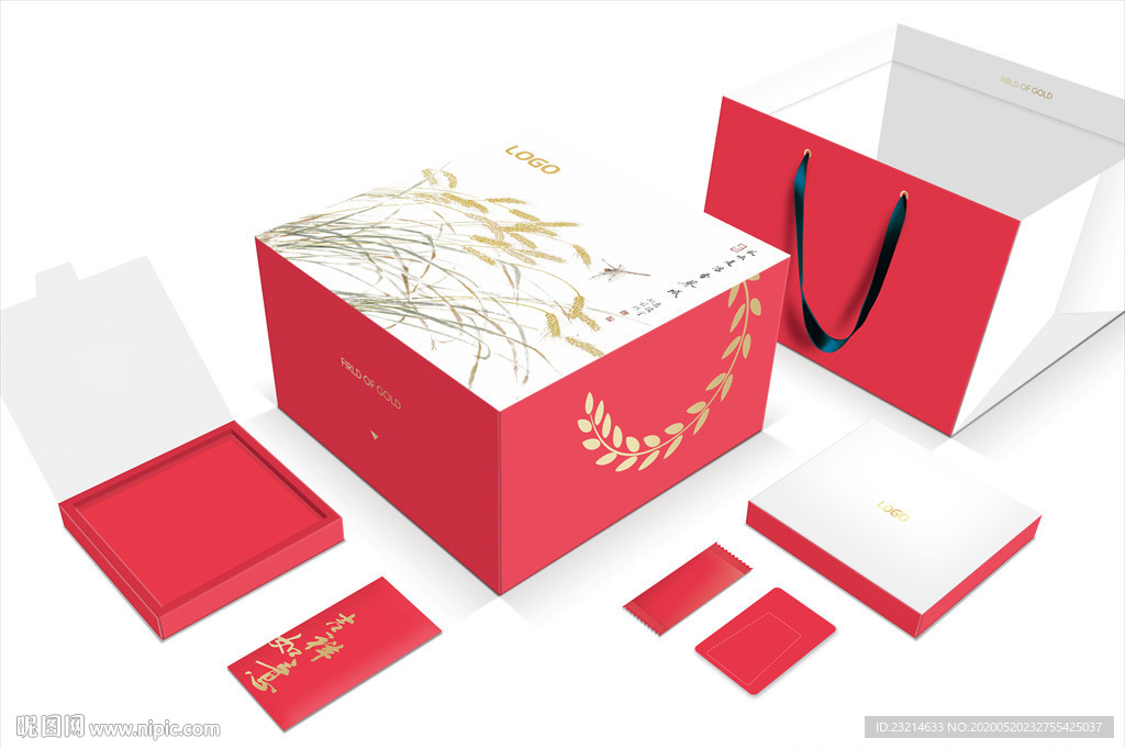 中国风高端大红色蛋糕盒包装设计