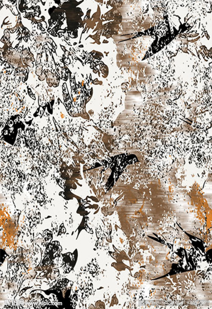 数码印花混色斑斓雪花黑色燕子