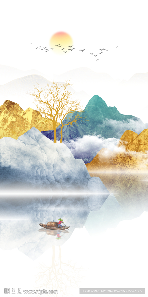 大理石纹山水晶瓷玄关装饰画