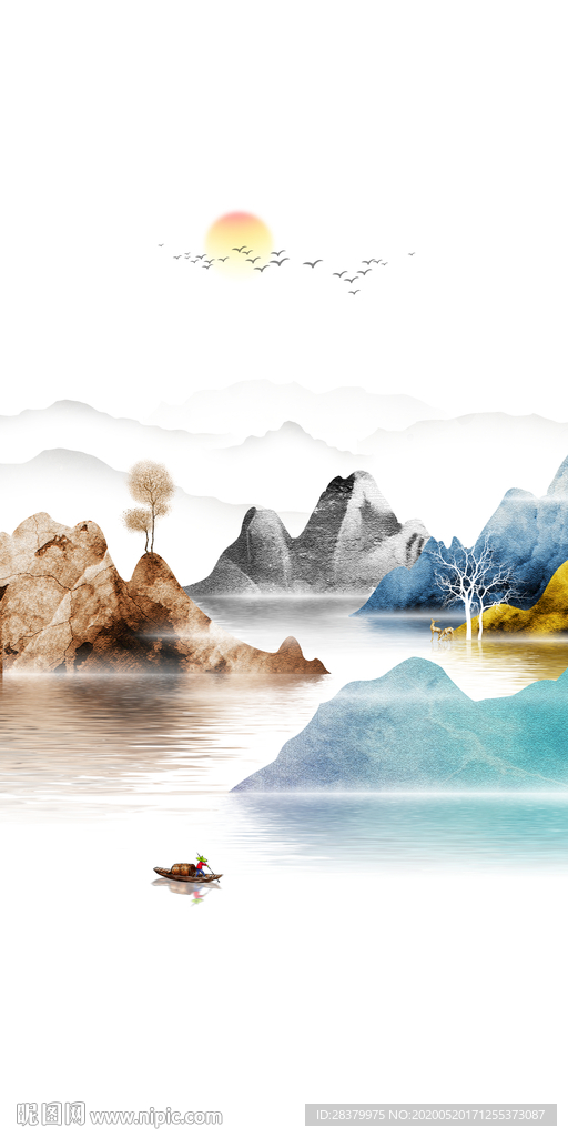 大理石纹山水晶瓷玄关装饰画